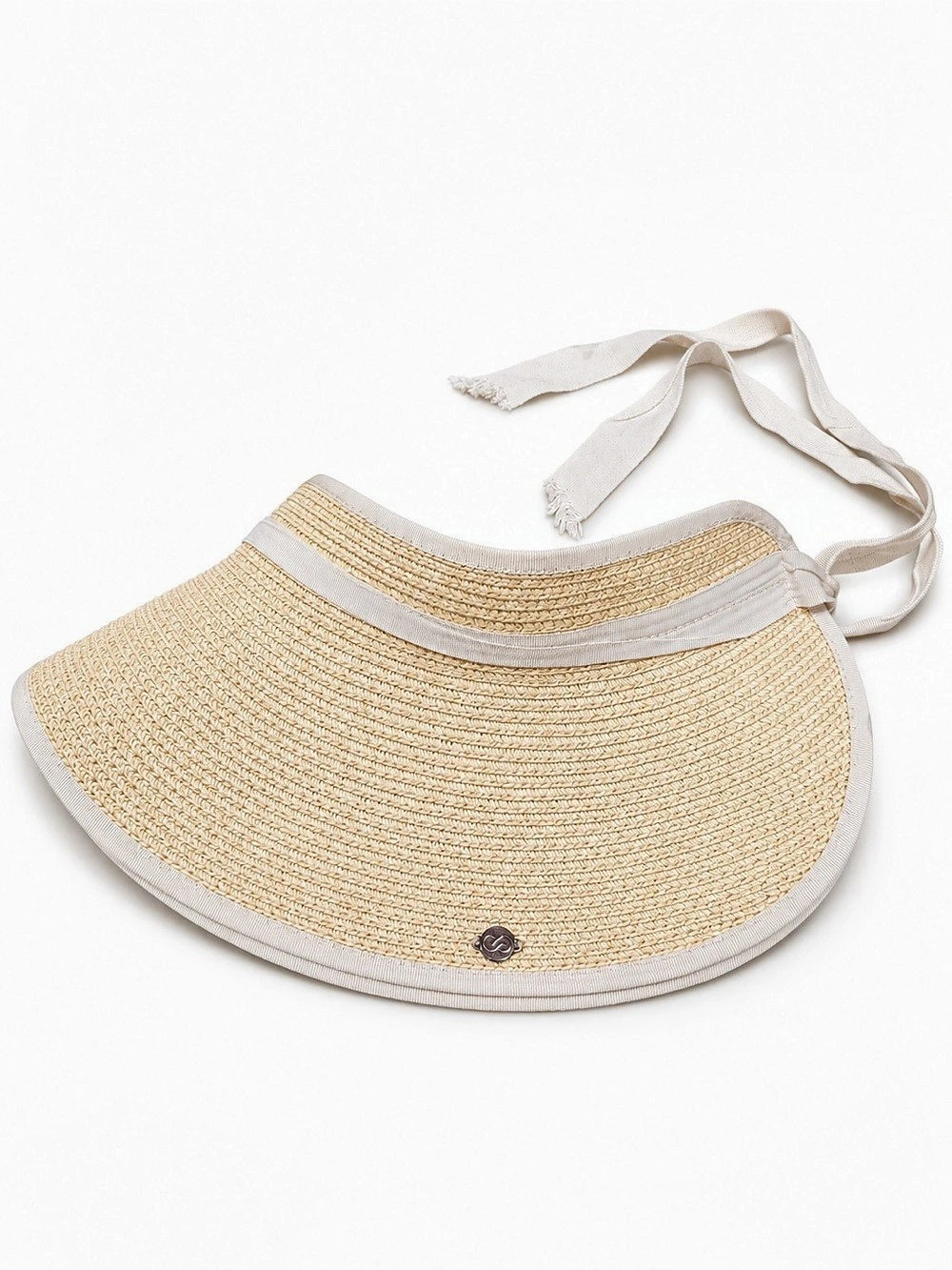 San Diego Hat Company Garden Chic Visor with Ribbon Tie Back Beige & White